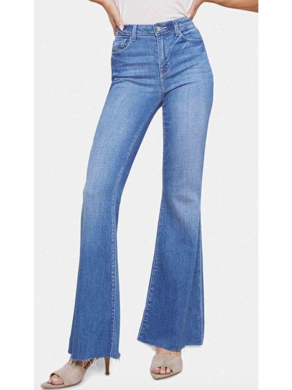 L'AGENCE Sera High Rise Bordello Flare Raw Hem Jeans Size 28